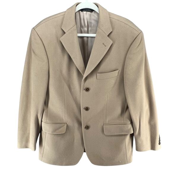 Sarar Blazer Jacket Mens 40 Tan Pure Italian Cashmere Pockets Lined Sport Coat - Picture 1 of 15